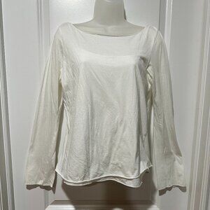 Banana Republic White Long Sleeve 100% Cotton Top, Size L